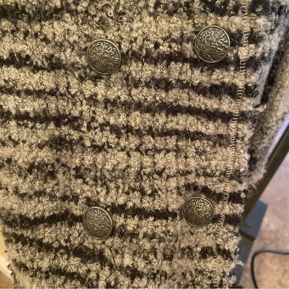 FREE PEOPLE Women Zebra Yarn Double Breasted Wool Blend Cardigan Size Small